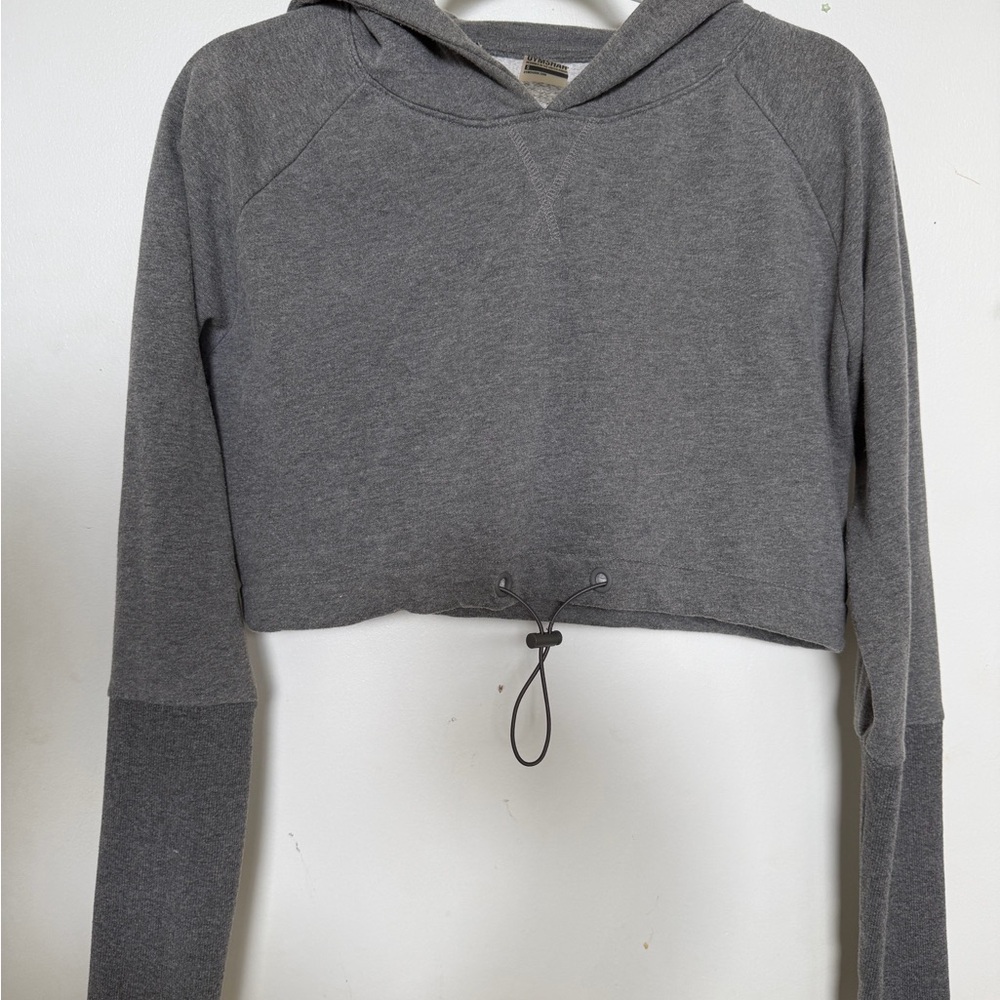 Gymshark Gray Cropped Pullover Hoodie Drawstring Crew Neck - Women's S